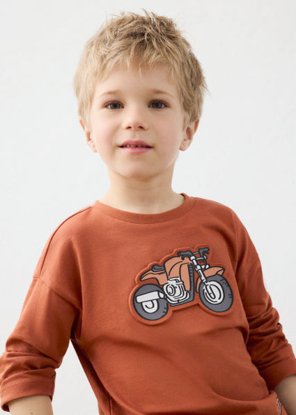 Mayoral bluza baieti cu imprimeu 5-10 ani Caramiziu cu motocicleta