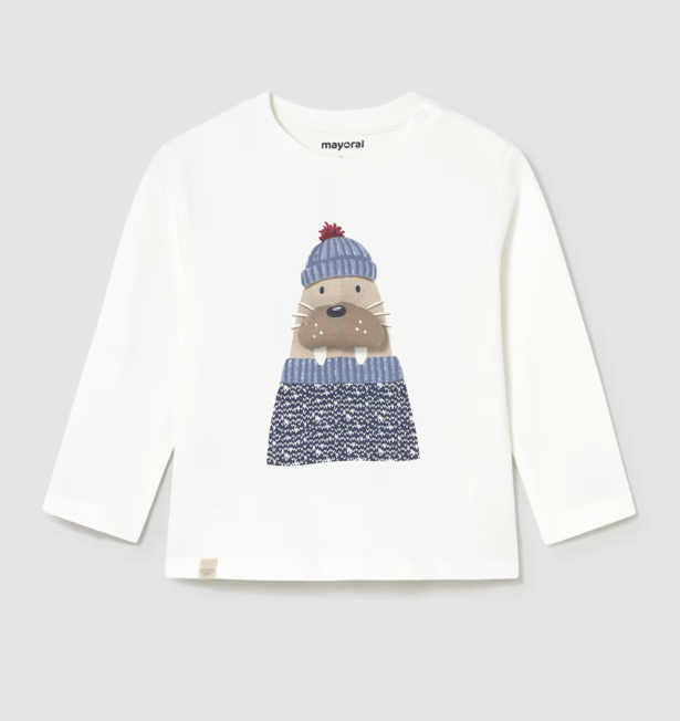 Mayoral bluza baieti cu imprimeu 6-48 luni Crem cu foca Imagine principală a produsului