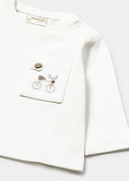 Mayoral bluza baieti cu maneca lunga si buzuanr 0-18 luni Off-white