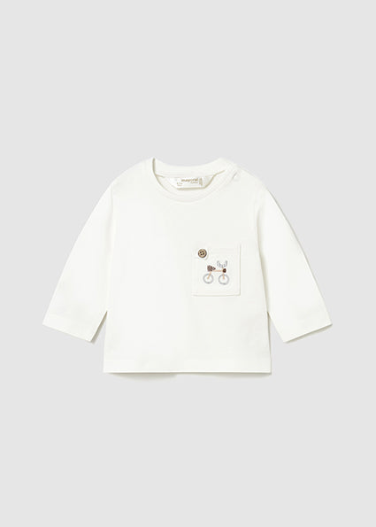 Mayoral bluza baieti cu maneca lunga si buzuanr 0-18 luni Off-white