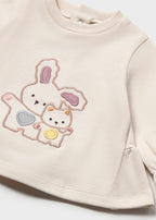 Mayoral bluza fete 0-18 luni Crem-Mov cu animale