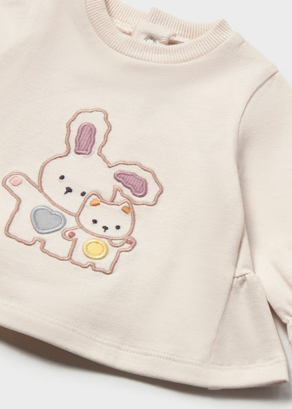 Mayoral bluza fete 0-18 luni Crem-Mov cu animale
