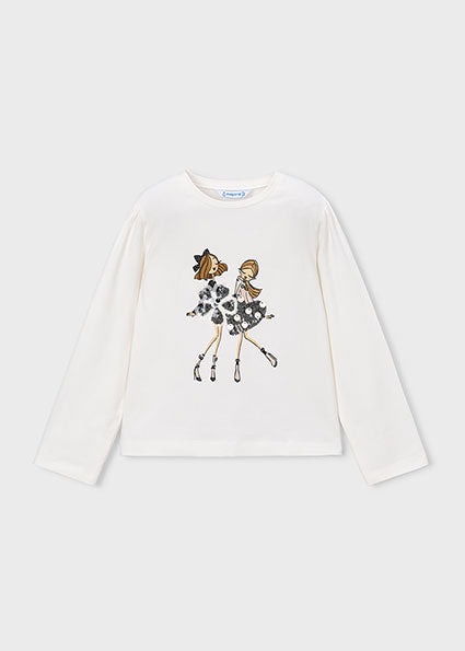Mayoral bluza fete  5-10 ani Ecru-Negru