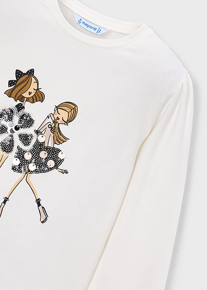 Mayoral bluza fete  5-10 ani Ecru-Negru