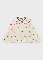 Mayoral bluza fete cu broderie 5-10 ani Crudo-zmeura cu fundite