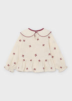 Mayoral bluza fete cu broderie 5-10 ani Crudo-zmeura cu fundite