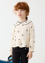 Mayoral bluza fete cu broderie 5-10 ani Soja-negro cu fundite
