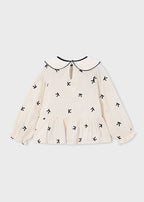 Mayoral bluza fete cu broderie 5-10 ani Soja-negro cu fundite