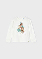 Mayoral bluza fete cu desen si guler cu volanas 4-9 ani Cream-jade