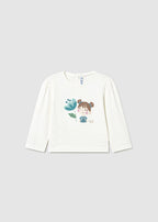 Mayoral bluza fete cu floare si bebe 12-48 luni Off-white