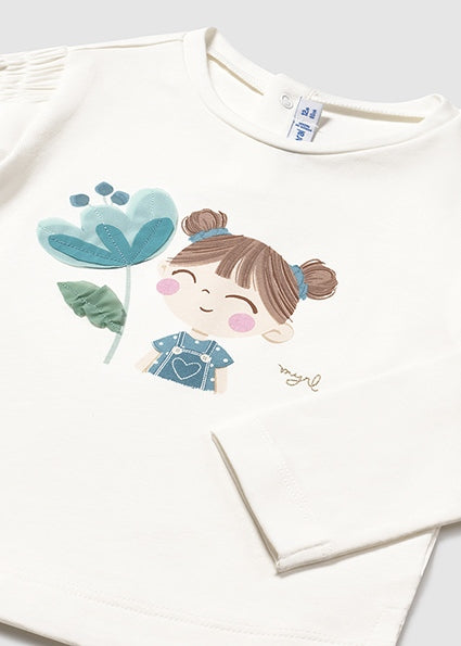 Mayoral bluza fete cu floare si bebe 12-48 luni Off-white