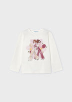 Mayoral bluza fete cu grafica 4-9 ani Cream-rose
