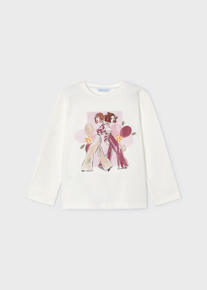 Mayoral bluza fete cu grafica 4-9 ani Cream-rose