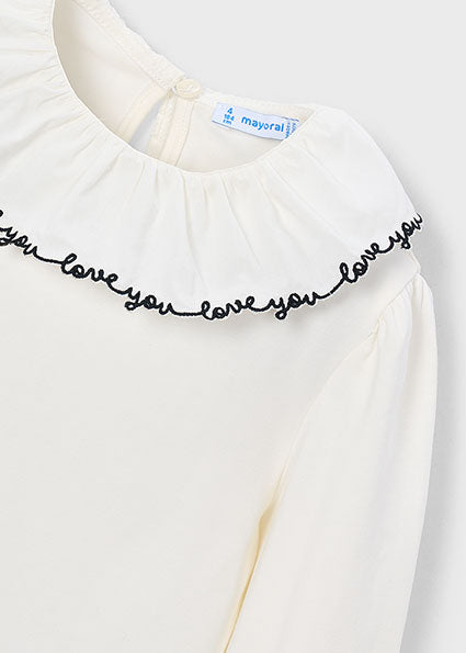 Mayoral bluza fete cu guler 2-10 ani Ecru-Negru
