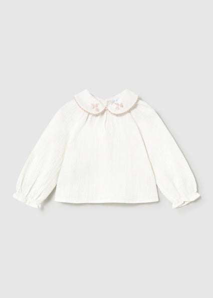 Mayoral bluza fete cu guler brodat 12-48 luni Crudo-Petisui