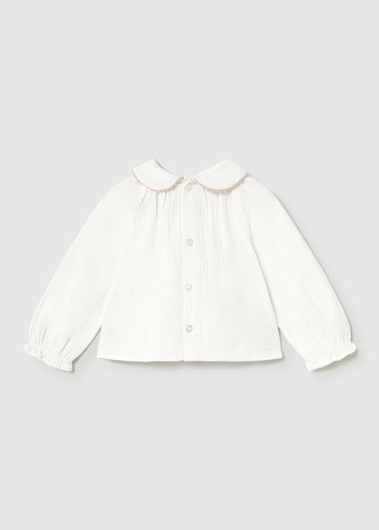 Mayoral bluza fete cu guler brodat 12-48 luni Crudo-Petisui