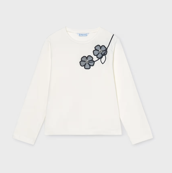 Mayoral bluza fete cu imprimeu 2-10 ani Off white-Navy blue Imagine principală a produsului