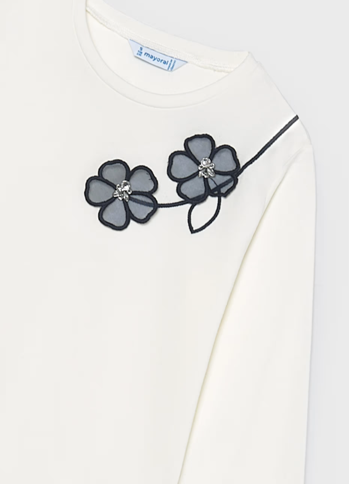 Mayoral bluza fete cu imprimeu 2-10 ani Off white-Navy blue