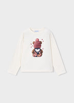 Mayoral bluza fete cu imprimeu 2-10 ani Off-white cu ursulet