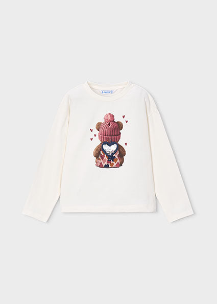 Mayoral bluza fete cu imprimeu 2-10 ani Off-white cu ursulet