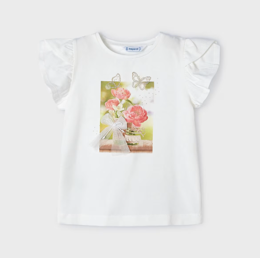 Mayoral bluza fete cu imprimeu 4-9 ani Off White-Nude