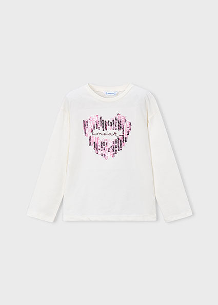 Mayoral bluza fete cu serigrafie 5-10 ani Ecru-Malva