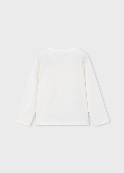 Mayoral bluza fete cu serigrafie 5-10 ani Ecru-Malva