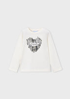 Mayoral bluza fete cu serigrafie 5-10 ani Ecru-Negru