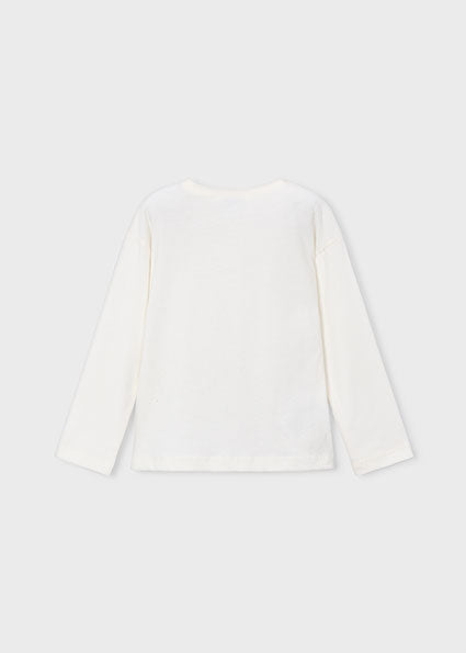 Mayoral bluza fete cu serigrafie 5-10 ani Ecru-Negru