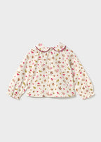 Mayoral bluza fete texturata cu guler brodat 12-48 luni Crudo-zmeura