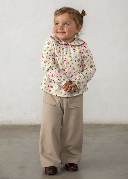 Mayoral bluza fete texturata cu guler brodat 12-48 luni Crudo-zmeura