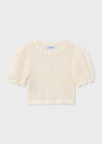 Mayoral bluzita fete de vara din tricot cu model 5-10 ani Ecru