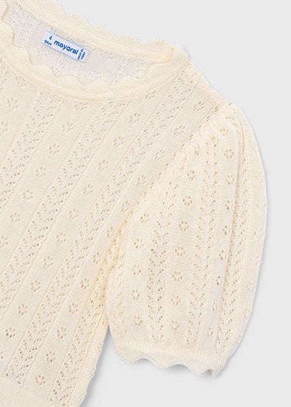 Mayoral bluzita fete de vara din tricot cu model 5-10 ani Ecru