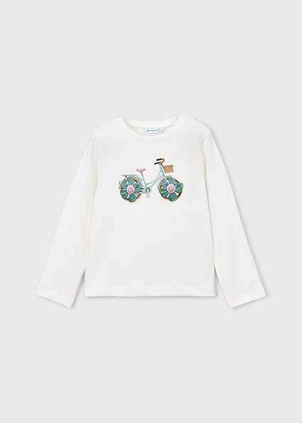 Mayoral bluzita fete cu imprimeu 5-10 ani Off-white cu bicicleta