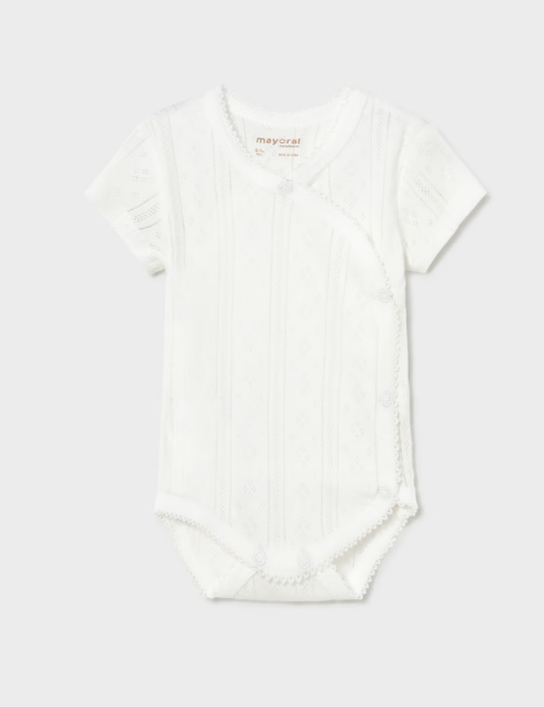 Mayoral body fete petrecut cu maneca scurta 0-18 luni Off-white Imagine principală a produsului