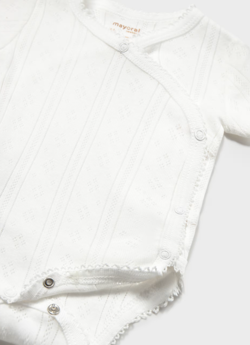 Mayoral body fete petrecut cu maneca scurta 0-18 luni Off-white