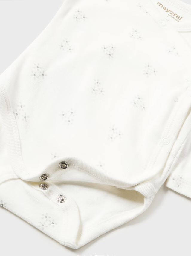 Mayoral body fete simplu din bumbac 0-18 luni Off-white cu flori
