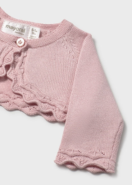 Mayoral bolero fete din tricot basic 0-18 luni Roz baby