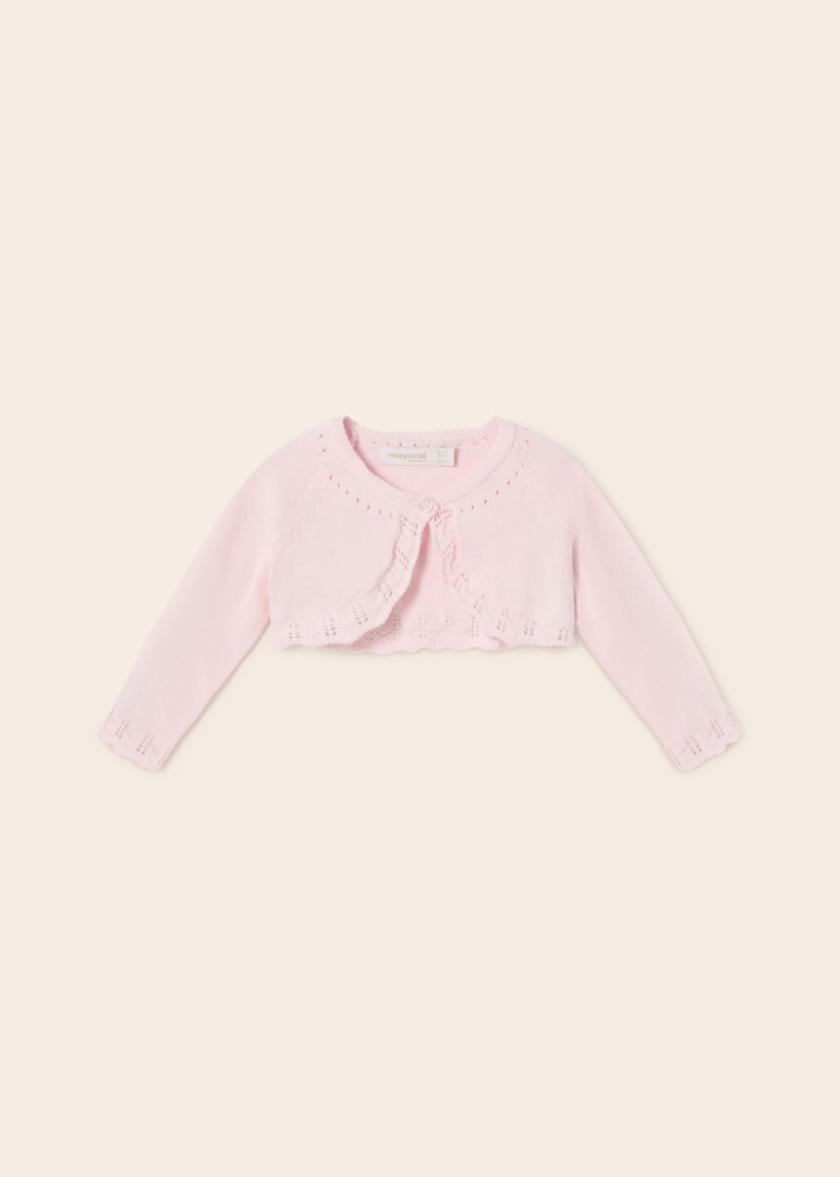 Mayoral bolero fete tricot cu un nasture 0-18 luni Baby pink