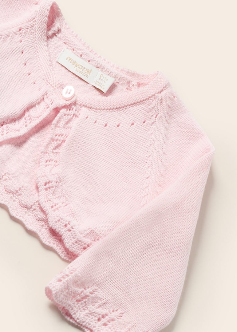 Mayoral bolero fete tricot cu un nasture 0-18 luni Baby pink