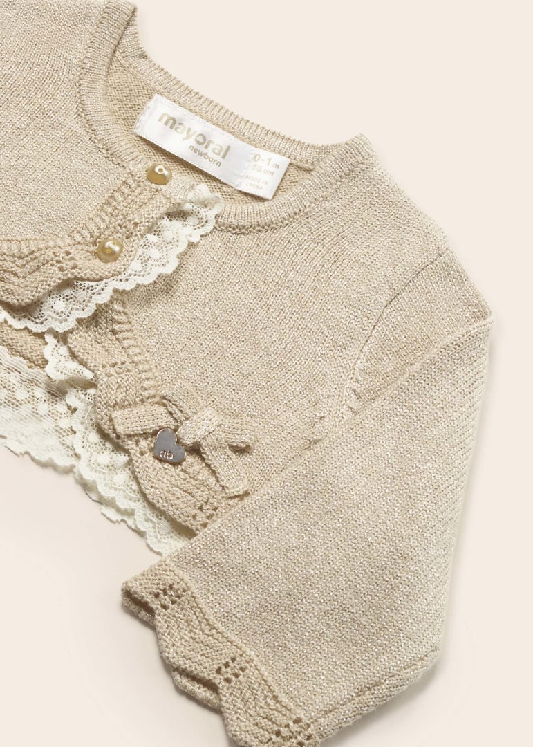 Mayoral bolero fete tricotat cu dantela 0-18 luni Champan