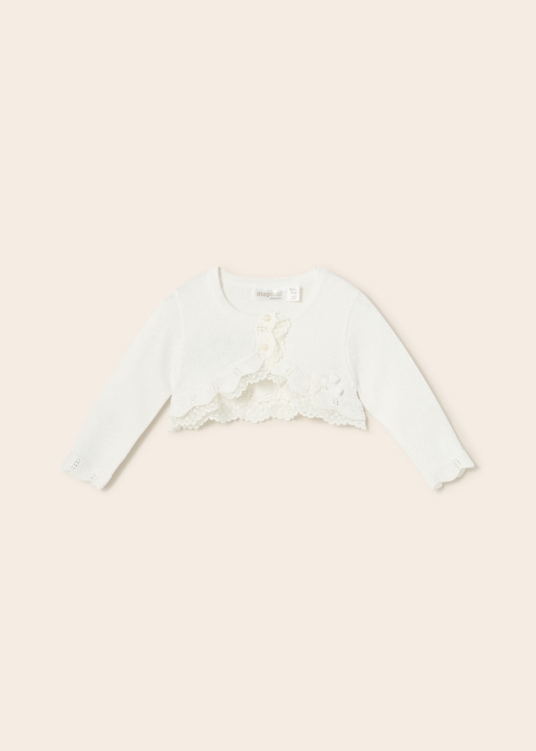 Mayoral bolero fete tricotat cu dantela 0-18 luni Off-white
