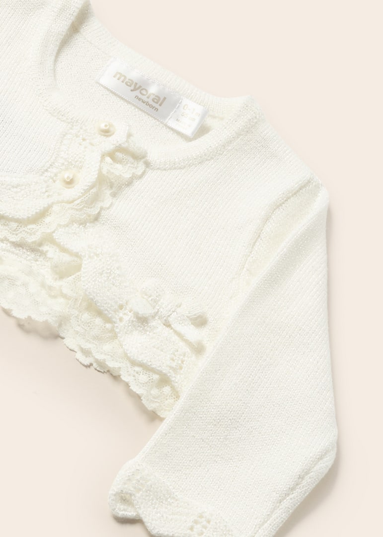 Mayoral bolero fete tricotat cu dantela 0-18 luni Off-white