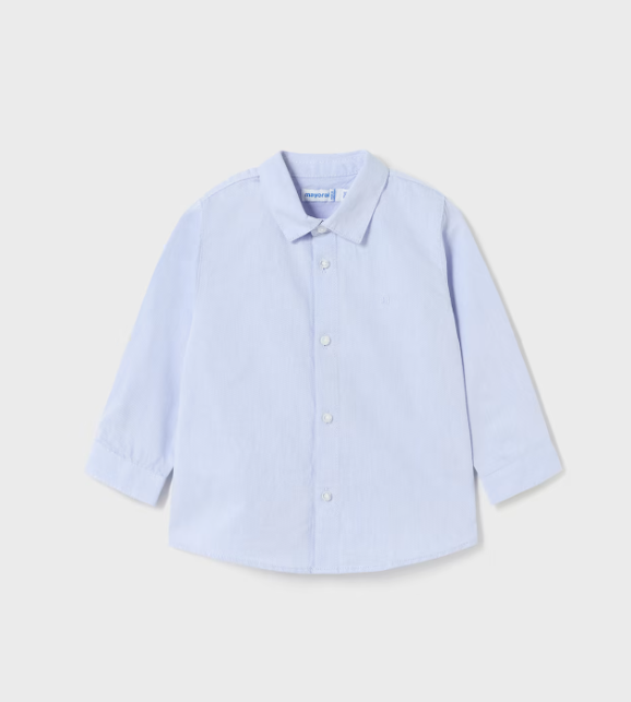 Mayoral camasa baieti cu maneca lunga Better Cotton 12-36 luni, Celeste