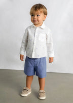 Mayoral camasa baieti cu maneca lunga din in 12-48 Boat White