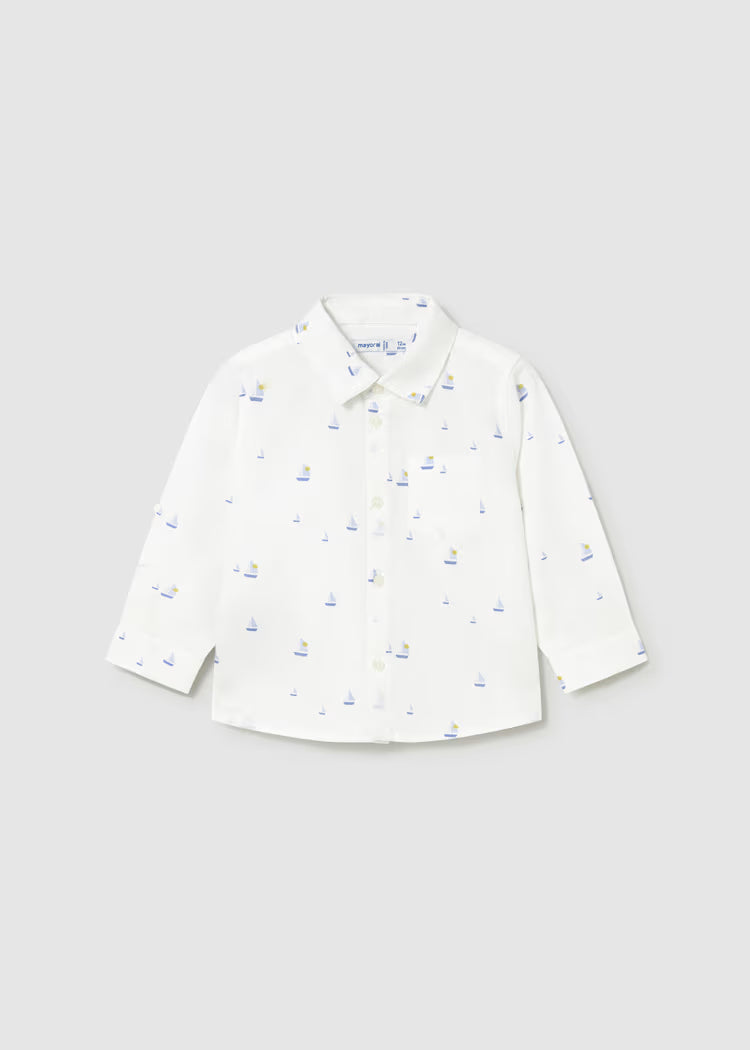 Mayoral camasa baieti cu maneca lunga din in 12-48 Boat White