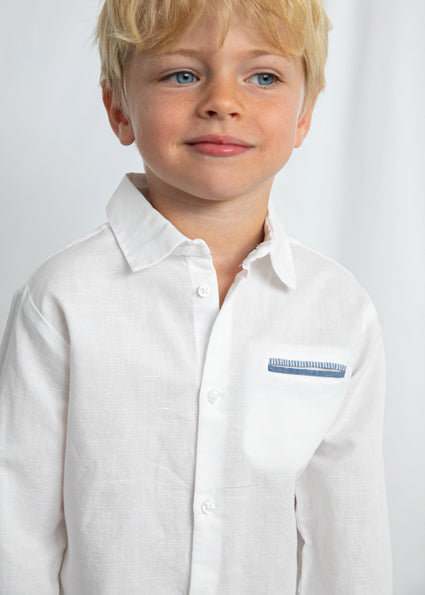 Mayoral camasa baieti cu maneca lunga 5-10 ani Alb