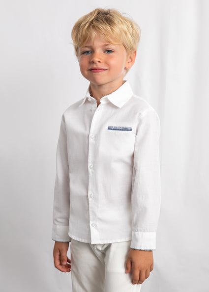 Mayoral camasa baieti cu maneca lunga 5-10 ani Alb