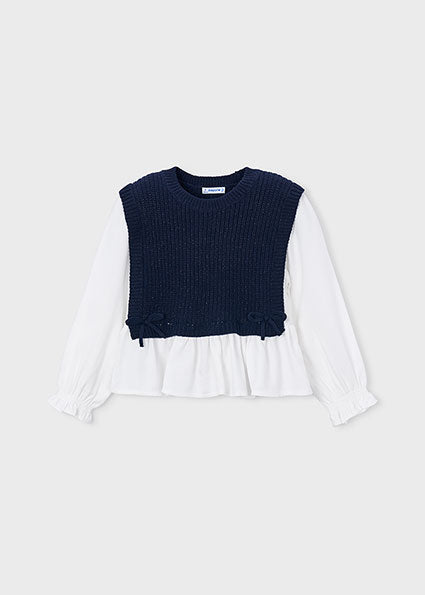 Mayoral camasa fete cu vesta tricotata 5-10 ani Navy blue