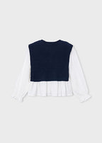 Mayoral camasa fete cu vesta tricotata 5-10 ani Navy blue